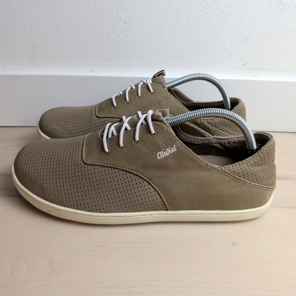 OluKai Nohea Moku Mens 10.5 Olive Green Boat Shoes Sneakers 10283-1020